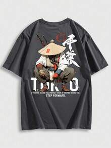 FRACTYR 男士时尚简约印花短袖T恤 | 百搭街头休闲装 - 深灰色 - 查看 5