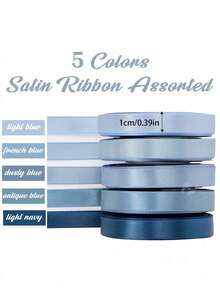 5 Yards Grey-Blue Satin Ribbon, Providing Multiple Grey-Blue Wedding Ribbon Options, Suitable For Bouquets, Weddings, Bridal Shower Decor, Gift Wrapping, DIY Crafts, Hair Accessories, 5 Color Choices - Multicolor - View 11