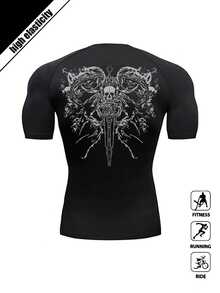 Men's Casual Outdoor Sports Quick-Dry Short Sleeve T-Shirt, Summer - Black - View 3