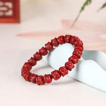 1pc Men's Cinnabar Stone Beaded Bracelet - Red - View 4