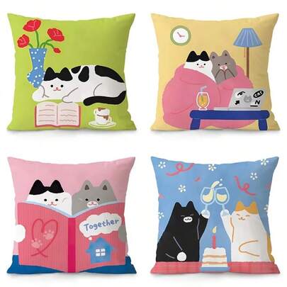 1PC Cartoon Pattern Pillowcase, Home Decor Pillow Cover, Suitable For Bedrooms And Sofas, Can Be Used As A Decorative Pillowcase Or Cushion Cover. Made Of Soft Fabric, It Can Also Be Used As A Lumbar Support Pillowcase. It's An Ideal Choice For Holiday Gifts, Home Gifts, Car Pillow Covers, And Sofa Decoration.