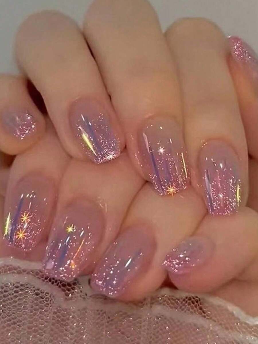24 móng tay giả dài hình quan tài với họa tiết pháo hoa và lấp lánh, móng tay giả acrylic đính kim sa, kèm 1 lọ keo dán và 1 dũa móng, thích hợp cho các bữa tiệc, sự kiện và sử dụng hàng ngày. Phù hợp cho phụ nữ và bé gái. Bao gồm dụng cụ làm móng. Bộ dụng cụ làm móng có thể tạo hình. - Nhiều màu - Xem 1