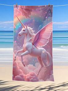 250gsm Super Soft Microfiber Quick Dry Beach Towel, Cute Cartoon Character Printed, Suitable For Beach, Yoga Mat, Sunscreen Shawl, Travel, Camping, Swimming, Picnic, 70*140cm - Multicolor - View 11