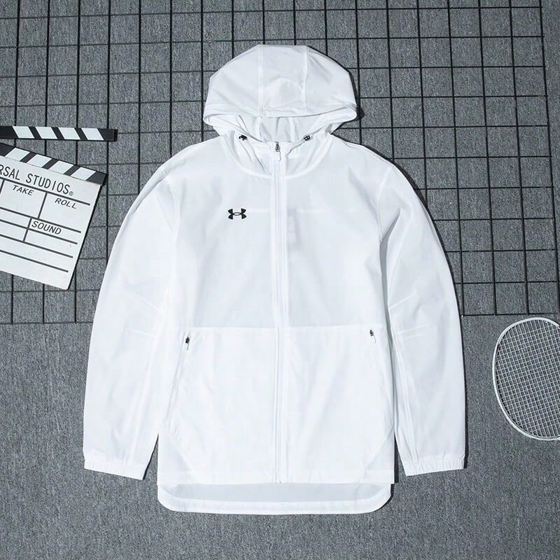 Under Armour Men's Spring New Style Football Sports Training Fitness Casual Windproof Hooded Jacket 21600411-100 - White - View 1