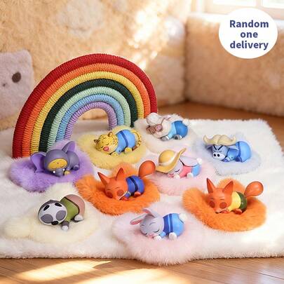 Miniso Zootopia Judy/Nick Lying Down Series Blind Box Ornament - Plastic Material + Cute Lying Shape, Soft Color Scheme, Desk Display/Blind Box Collection/Zootopia Merch (1 PC Random Delivery)