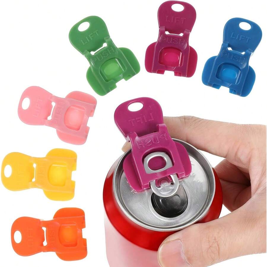6 Pcs Soda Can Tab Opener, Colorful Convenient Can Covers For Soda Portable Lightweight Pop Cans Opener For  Beer Aluminum Cans Pull Off Tab Beverage Barricade - Mặc định - Xem 1