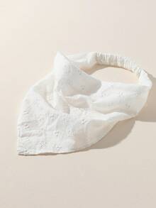 1pc Original Embroidered Flower Patterned Headwrap With Rolled Edge For Women, Perfect For Daily Wear And Travel Hair Band Turban Headband Sweatband, School Stuff, College, Headbands Fall Winter Hair Accessories For Women For Vacation Outfits Woman Elegant Scarf Women Bandana Soft Headwrap - 白色 - 查看 4