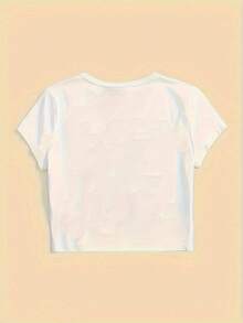 1pc Y2K Lobster Lemon Ocean Food Element Women's Printed Pattern, Casual Short Sleeve Crop T-Shirt, The Perfect Birthday Gift, Holiday Gift, Women's Crop T-Shirt, High Waist Design Short Sleeve Top, Perfect Birthday Mother's Christmas Valentine's Day Gift - trắng - Xem 2
