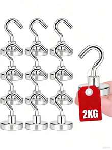 1/5pcs Strong Magnetic Hooks, Bag Organizer Hook, Powerful Neodymium Metal Magnets With Magnetic Hooks For Hanging, Kitchen Accessories, Kitchenware Storage Hooks, Magnetic Hooks For Cruise Ship Camping Grill Kitchen Fridge Garage Walls, Hang Bags, Hangers, Keys, Travel Essentials, School Accessories Back To School University Students - Silver - View 9