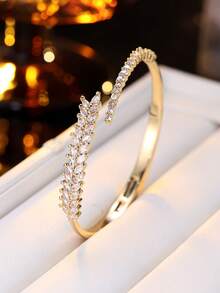 Pulsera minimalista personalizada con circonita cúbica incrustada, diseño de alta gama, joyería de moda y versátil (sin caja) - S62493 - Ver 9