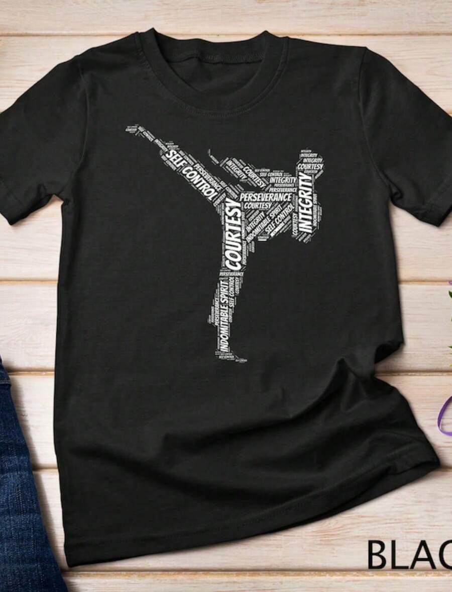Taekwondo Fighter 5 Tenets Of TKD Martial Arts T-Shirt Sweatshirt - Black - View 1
