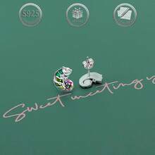 1 Đôi bông tai bạc 925 kiểu dáng tắc kè hoa thời trang dành cho nữ, thích hợp cho sử dụng hàng ngày, dự tiệc, ngày lễ, hẹn hò, làm quà tặng. - Bạc - Xem 2