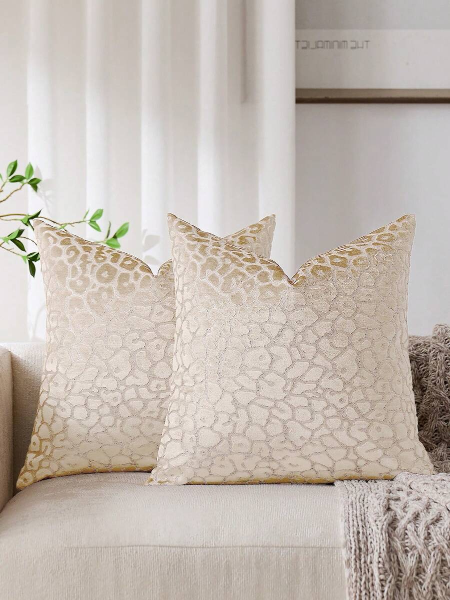 1件（仅含枕套，不含枕芯）豹纹抱枕套，现代时尚提花天鹅绒面料，动物图案，方形装饰靠垫套，适用于沙发、床、卧室、节日、派对装饰、礼品、家居装饰，四季皆宜。