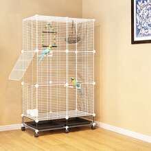 SanBouSi Large 3-Tier Bird Cage With Wheels & Brakes, 360° Full View 29.5"X14.6"X49.2" Aviary For Parrots Finches, Complete With Feeders & Perches - White and Black - View 8