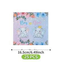 8 pezzi Set di piatti, tovaglioli e bicchieri usa e getta con elefanti e decorazioni floreali per gender reveal festa, adatto per 8 ospiti, stoviglie di carta monouso per compleanni, matrimoni, feste a tema, picnic in famiglia - Multicolore - Visualizzare 10