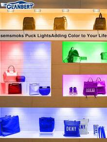 4/2个/1个汽车彩色装饰灯，RGB遥控脚灯，高亮度多模式氛围灯，13色车内LED圆盘灯，车内夜灯，适用于汽车和家居装饰，触摸式氛围LED脚灯，高亮度多模式氛围灯，汽车装饰灯（不含电池） - 均碼 - 查看 8