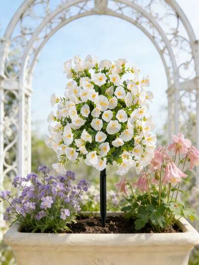 1pc Artificial Pastoral Mixed Color Simulated Morning Glory Ground Plug, Imitating The Mixed Shape Of Morning Glory And Peony Vine, With Exquisite And Durable Silk Material, Suitable For Outdoor Courtyards, Garden Corners, Porch Entrances, Study Desktop Matching, Birthday Party Gifts