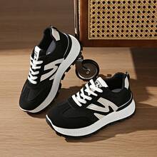 Women's New Casual Sneakers, Lightweight Tennis Shoes, Versatile Comfortable Trainers, Cute & Fashionable Chunky Sneakers - Black - View 1