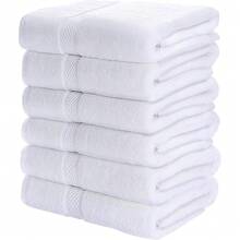 6 Pack Small Bath Towel Set, 22 By 44 Inches, 500 GSM 1OO% Ring Spun Cotton, Lightweight And Highly Absorbent Quick Drying Premium Towels For Hotel, Spa And Bathroom, White - White22inchx44inch6Pack - View 1