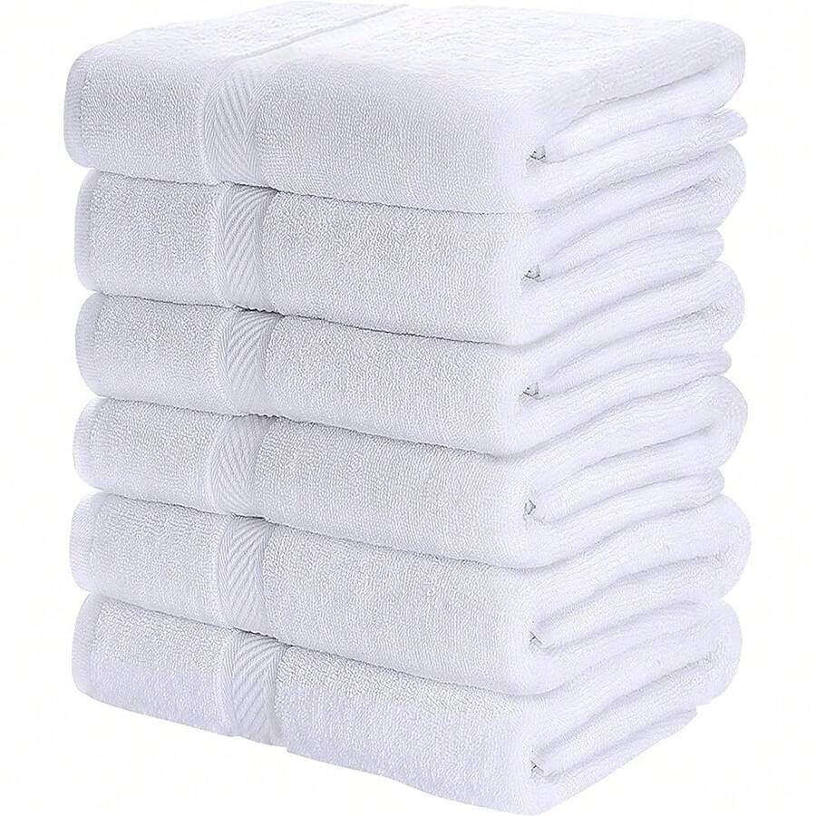 6 Pack Small Bath Towel Set, 22 By 44 Inches, 500 GSM 1OO% Ring Spun Cotton, Lightweight And Highly Absorbent Quick Drying Premium Towels For Hotel, Spa And Bathroom, White - White22inchx44inch6Pack - View 1