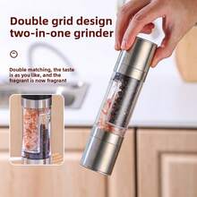 2-In-1 Stainless Steel Salt And Pepper Grinder, Battery-Free - Manual Dual-Use Grinder, Adjustable Coarseness, Ceramic Blades - Essential Kitchen Seasoning Tool - Multicolor - View 11