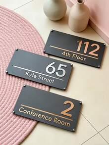 Personalized Laser Engraved Acrylic House Number Plaque - Customizable With Your Name And Address, Minimalist Design, Suitable For Indoor And Outdoor Use. Made Of Acrylic With High-Quality Engraving, Perfect For Yards, Villas, Streets Or Communities. Outdoor Signage | Modern House Number Plate | Acrylic Identification, House Number, Outdoor Home Signage - Multicolor - View 6