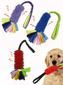 大型犬咀嚼玩具 - 耐用发声拉绳玩具，适合大型犬，毛绒咀嚼玩具，可用于训练和玩耍 - 彩色 - 查看 1