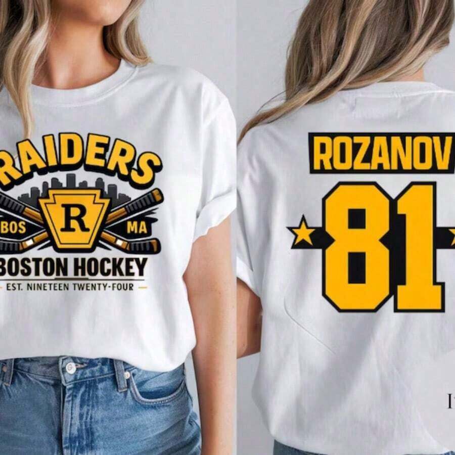 1PC Women's And Men's Boston Hockey Rozanov 81 T-Shirt Fan Gift Back-To-School Season, Valentine's Day, Mather's Day Gifts - trắng - Xem 1