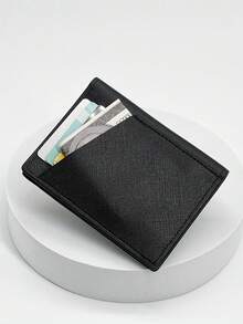 HOVI'S Simple Classic Slim Card Holder Business Office Commuter Casua Portable Lightweight Multi Card Position Card Case Multifunctiona Coin Purse Wallet - Black - View 4