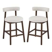 MERAX 26.77" Seat Height, Modern Rubber Wood & Fabric Counter Stool - Black/Beige, 300lb Capacity, Easy Assembly For Kitchen, Bar & Lounge, Set Of 2,Walnut - Walnut - View 2