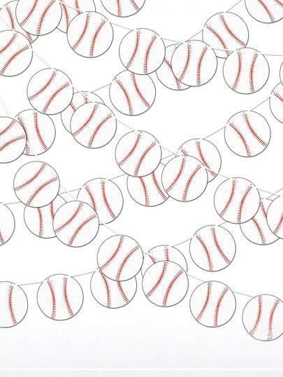 6件套棒球主题装饰品，包括棒球纸花环和彩旗装饰，适用于运动主题生日派对、派对用品、棒球迷派对、运动主题生日派对、家居装饰、世界杯氛围装饰。