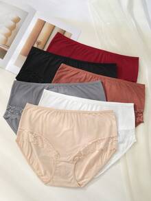 6 chiếc/gói Quần lót nữ cỡ lớn bằng cotton ren, co giãn và thoải mái, size 0XL-4XL - Nhiều màu - Xem 6