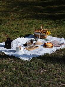 1 pezzo - Telo da picnic bianco multiuso, adatto per bancarelle, mercati notturni, tovaglie da spiaggia, sfondi fotografici per campeggio, tappetini per compleanni, ideale per erba, spiaggia e campeggio all'aperto; ottimo anche come copritavolo per mobili o copridivano in casa. - C - Visualizzare 7