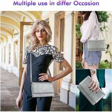 Women Small Crossbody Cell Phone Purse Wallet With RFID Card Slots And 2 Straps - Màu xám lớn của bạn - Xem 3