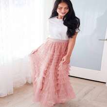 Jupe en tulle à volants pour femme, jupe midi, jupe longue en tulle, disponible en différentes tailles, convient pour un poids de 80 à 135 livres. - Rose bonbon - Voir 5