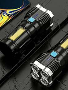 2pcs/1pc Rechargeable 5/4 LED Flashlight, Ultra Bright Tactical Headlamp, Battery Level Indicator, Waterproof Design, Suitable For Camping, Hiking And Emergency Situations. - L-29 - 查看 7