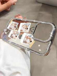 1 Personalized Love Note Pattern Customized Couple Photo Anti Drop Electroplated Bright Diamond Simple Smartphone Protective Case, Compatible With IPhone 17/Air/17pro/17promax/16/15/14/13/12/11 And Other Models, Suitable As A Couple Gift - Silver - View 7