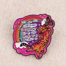 可爱瓶装黑猫珐琅徽章卡通动物语录胸针翻领别针徽章背包服装配饰珠宝礼品 - 黑色 - 查看 7