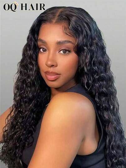 OQ 200% 密度，16-30 英寸沙龙级深波浪卷发，无需胶水，预剪裁，7x5 高清蕾丝前假发，自然色长款假发，预先修剪发际线，新手友好，无需胶水，100% 真人发假发，持久透气帽，轻盈舒适，适合日常佩戴。