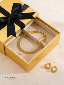 极简网状链条项链，性感优雅的不锈钢编织网状链条颈链，搭配白色珠子，男女皆宜的生日和周年纪念礼物，情侣饰品 - 金黃色 - 查看 10