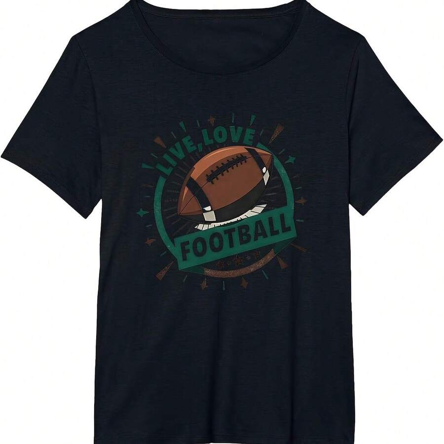 Football My Helmecon For Sports Enthusiasts T-Shirt, Wo's Plus, Black - 軍綠色 - View 1