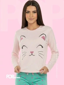 Women's Long Blogger Pajama Set - Warm, Soft Touch, Maximum Comfort For Sleeping In Cold Weather - Baby Pink - View 2