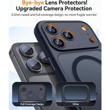Magnetic For IPhone 17 Pro Max Case(6.9"), Upgraded [Full Camera Protection] [Compatible With Magsafe] [Translucent Matte] Shockproof Protective Phone Case, Orange - Black - View 3