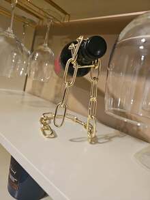 1个新奇魔术酒瓶架，悬浮钢链酒瓶架/支架 - 可将酒瓶悬浮在空中，独特的悬浮酒瓶支架，适用于家庭酒吧、厨房或派对装饰 - 彩色 - 查看 6