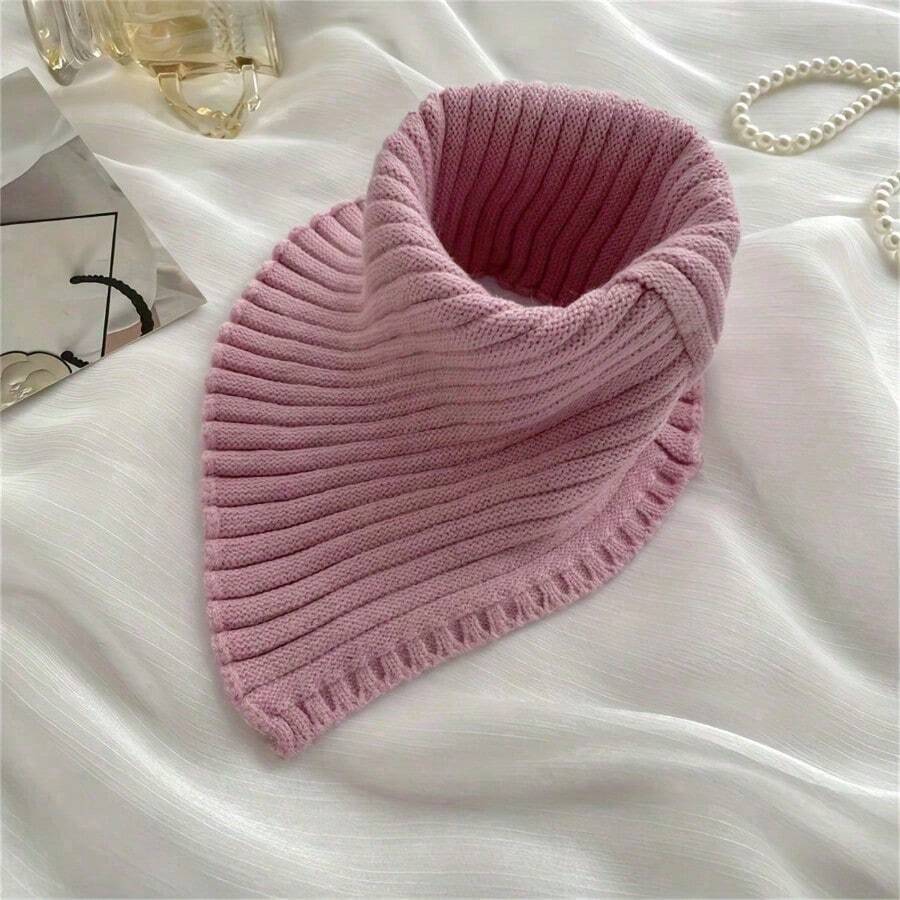1PCS Women's New Knitted Neck Cover Solid Color Knitted Fake Collar Wool Scarf - màu đen - Xem 1