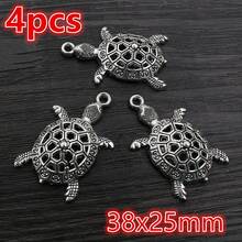 4个海龟吊坠，复古镀银金属饰品，DIY项链手链首饰制作配件 - 復古銀色 - 查看 8
