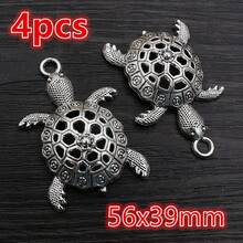 4个海龟吊坠，复古镀银金属饰品，DIY项链手链首饰制作配件 - 復古銀色 - 查看 9