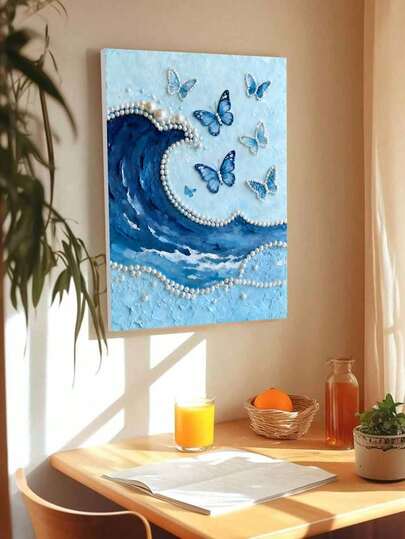 New Pearl Painting Coastal Pearl Spray Frameless DIY Handmade Sticky Diamond Creative Diamond Painting Kit, Suitable For Bedroom Decoration, Living Room Hanging Paintings, Room Decoration, Artwork, Birthday Gifts For Friends, Christmas, New Year, Valentine's Day, Holiday Gifts Full Of Novelty.