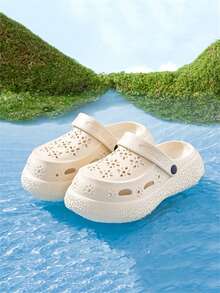 2022夏季新款厚底镂空套脚凉鞋，适合娇小女性 - 卡其色 - 查看 5