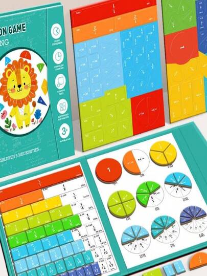 磁性分数圆盘，分子分母认知，加减运算学习圆盘，强磁吸附，操作简便，直观演示分数原理，搭配趣味计算游戏，帮助孩子掌握分数概念和加减运算，适合学前及低年级数学学习，激发学习热情。